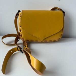 Yellow Italian Leather Crossbody Bag